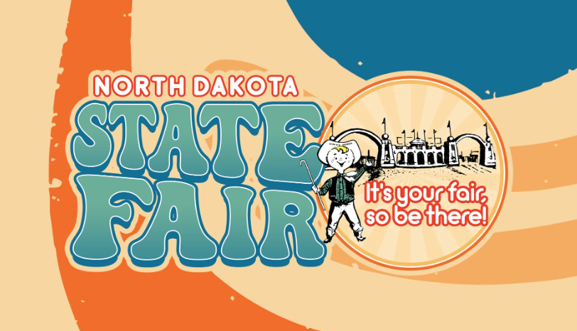 Colorful advertisement showing North Dakota's state fair's logo.
